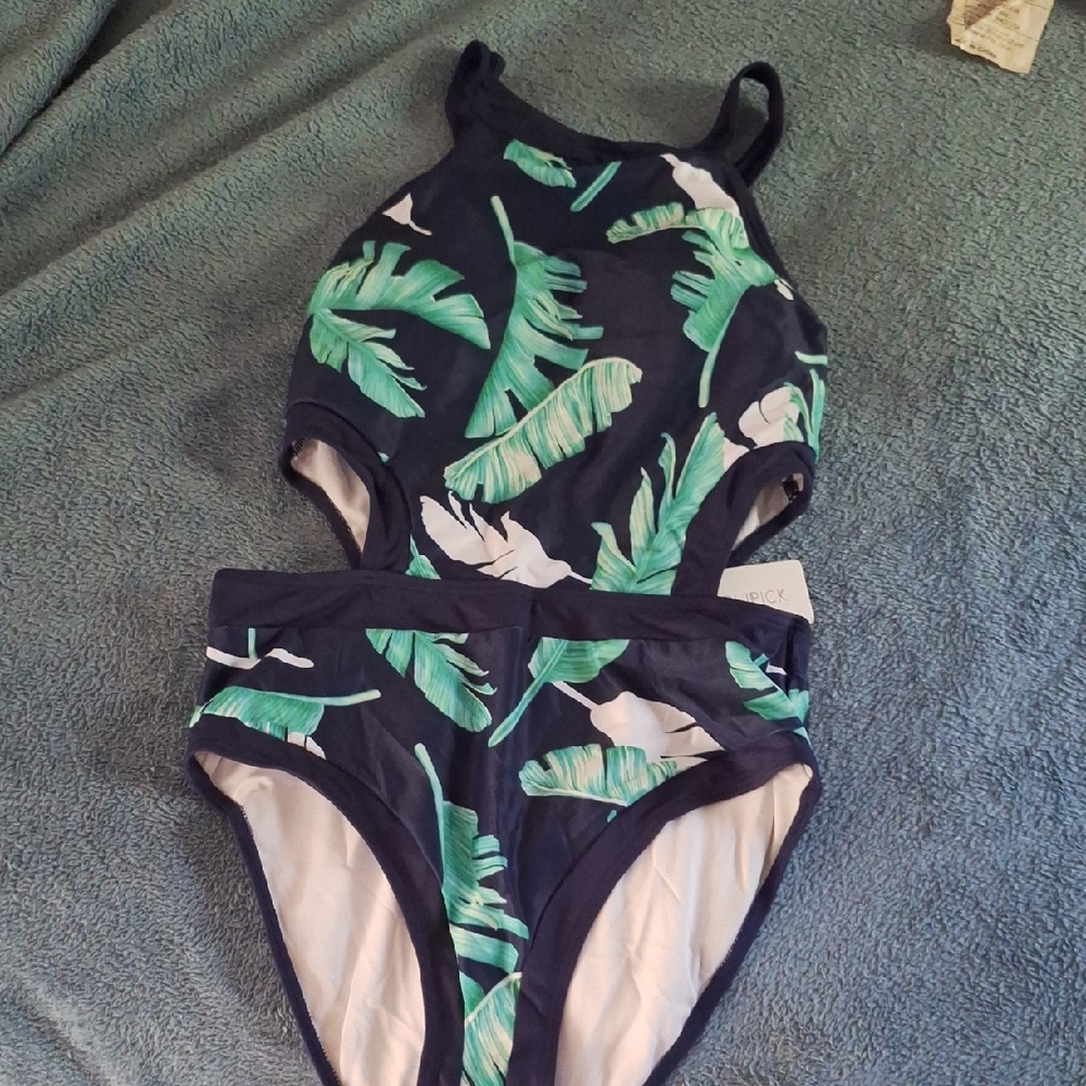 Tropical Leaf Print One-Piece Swimsuit